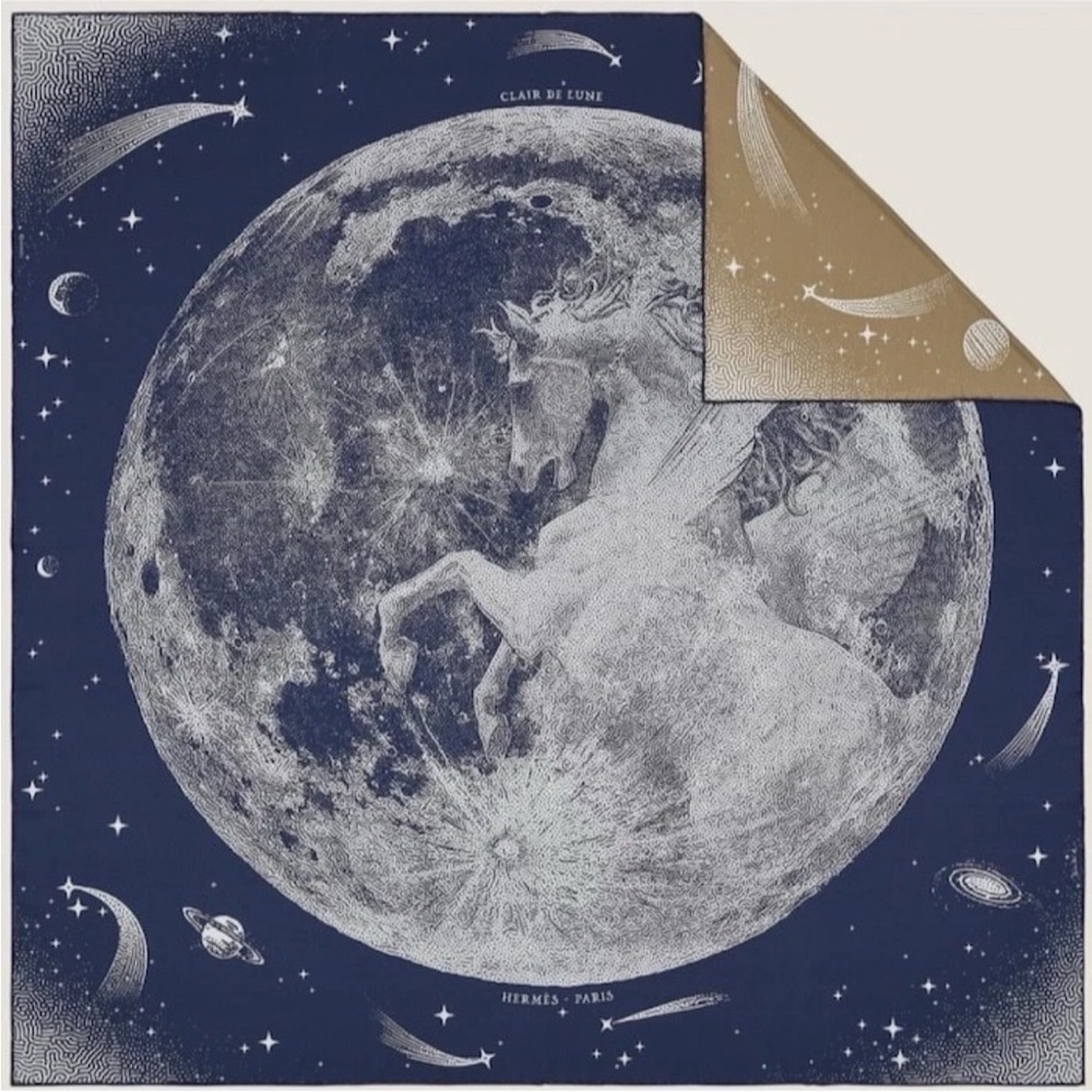 Hermes Claire de Lune Silk Scarf Blue